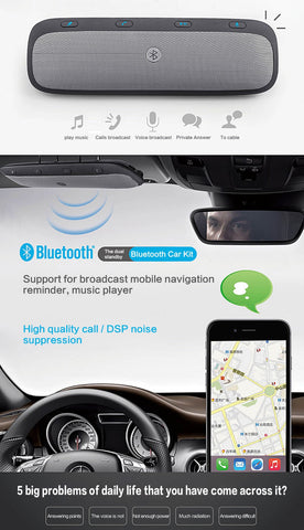 Sunvisor Wireless Bluetooth Handsfree Car Speakerphone Audio Music Speaker For iPhone Samsung Smartphones