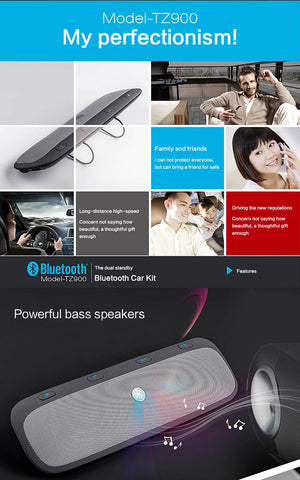 Sunvisor Wireless Bluetooth Handsfree Car Speakerphone Audio Music Speaker For iPhone Samsung Smartphones