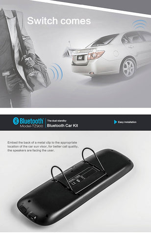 Sunvisor Wireless Bluetooth Handsfree Car Speakerphone Audio Music Speaker For iPhone Samsung Smartphones