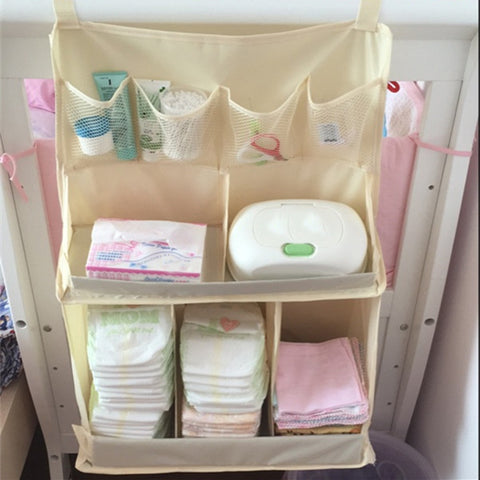 Hanging Bedside Diaper Storage Bag Baby Crib Nursing Bottle Toy Closet Accessories